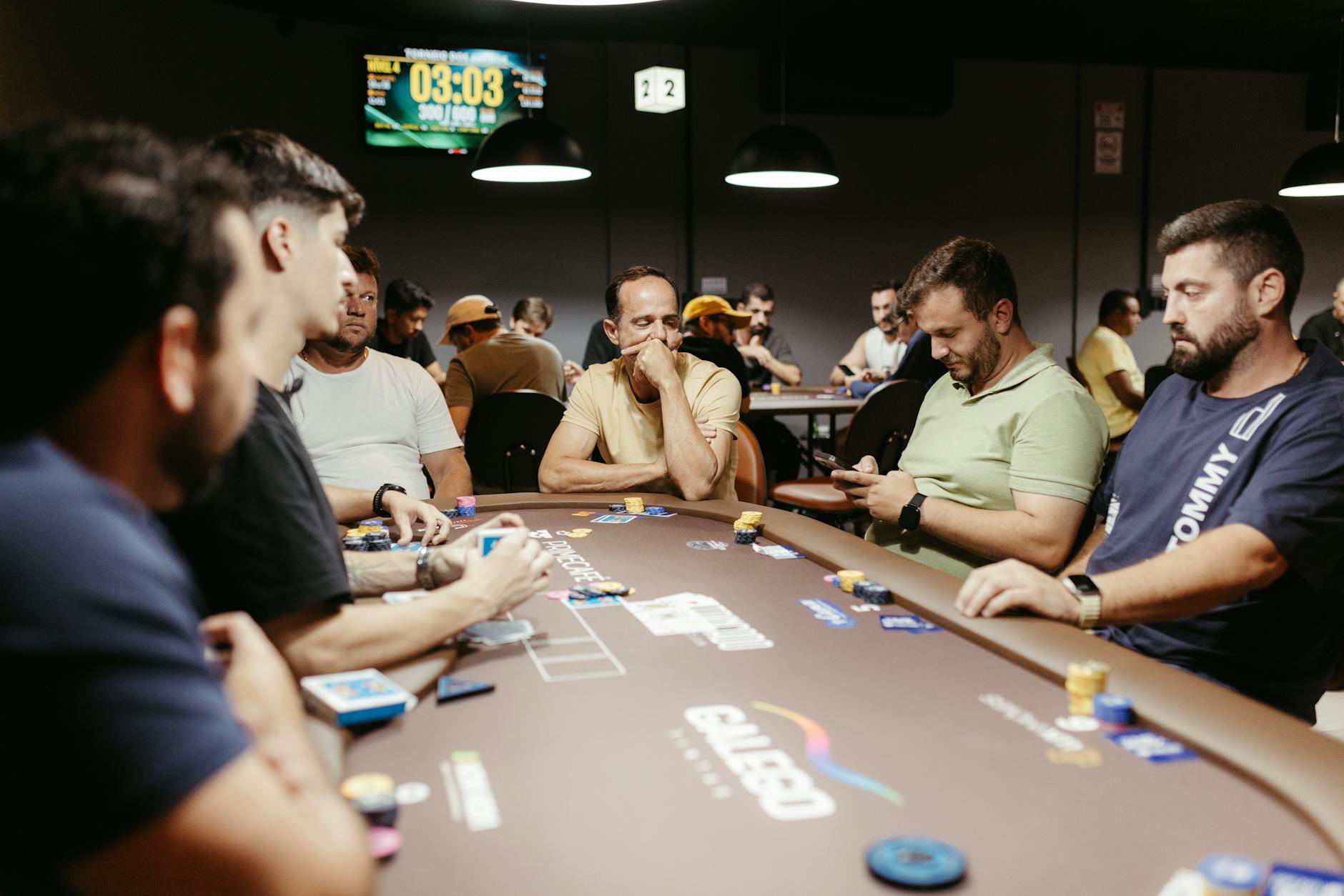 A player facing a decision worth a fortune in a cash game